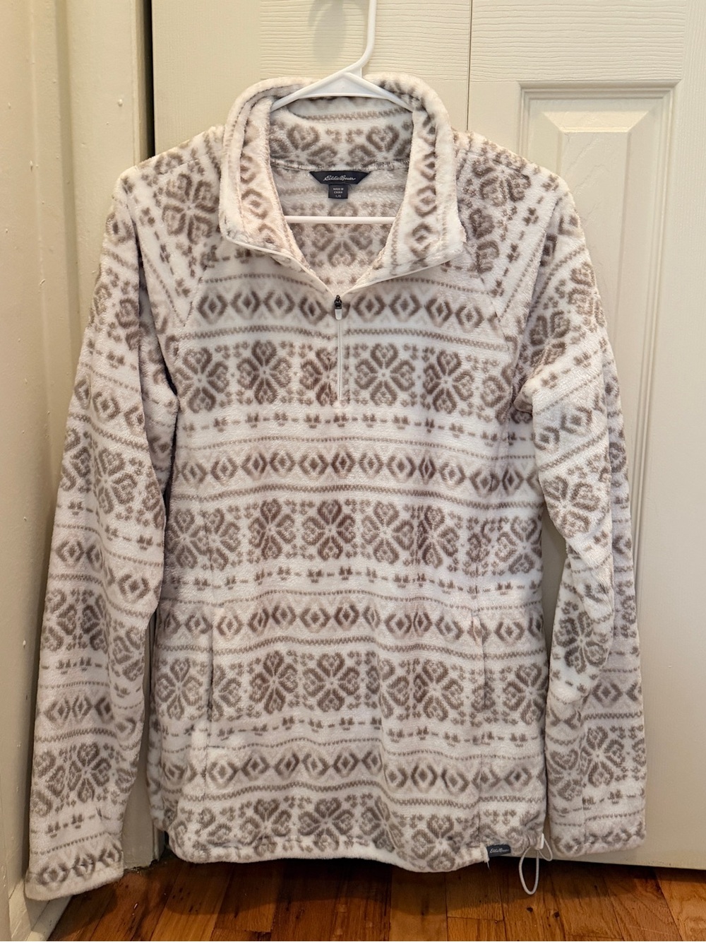 Eddie Bauer Women’s Cream & Taupe Half-Zip Fleece Pullover
